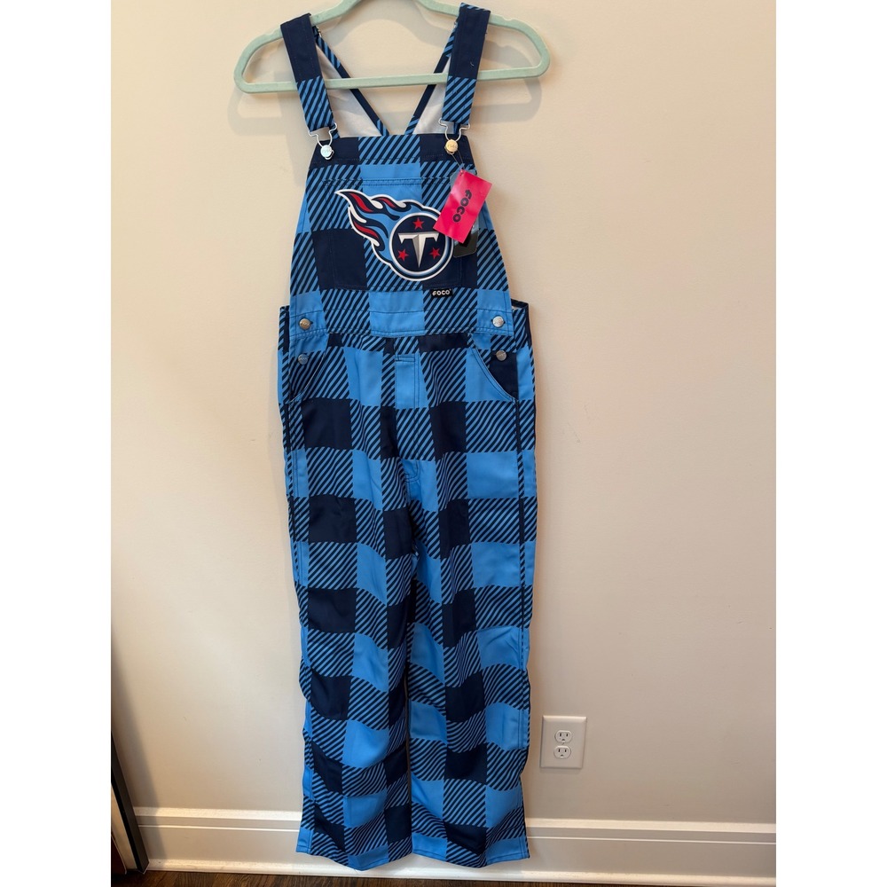 Title: Tennessee Titans FOCO Women's Small Buffalo Plaid Bib Overalls NFL New